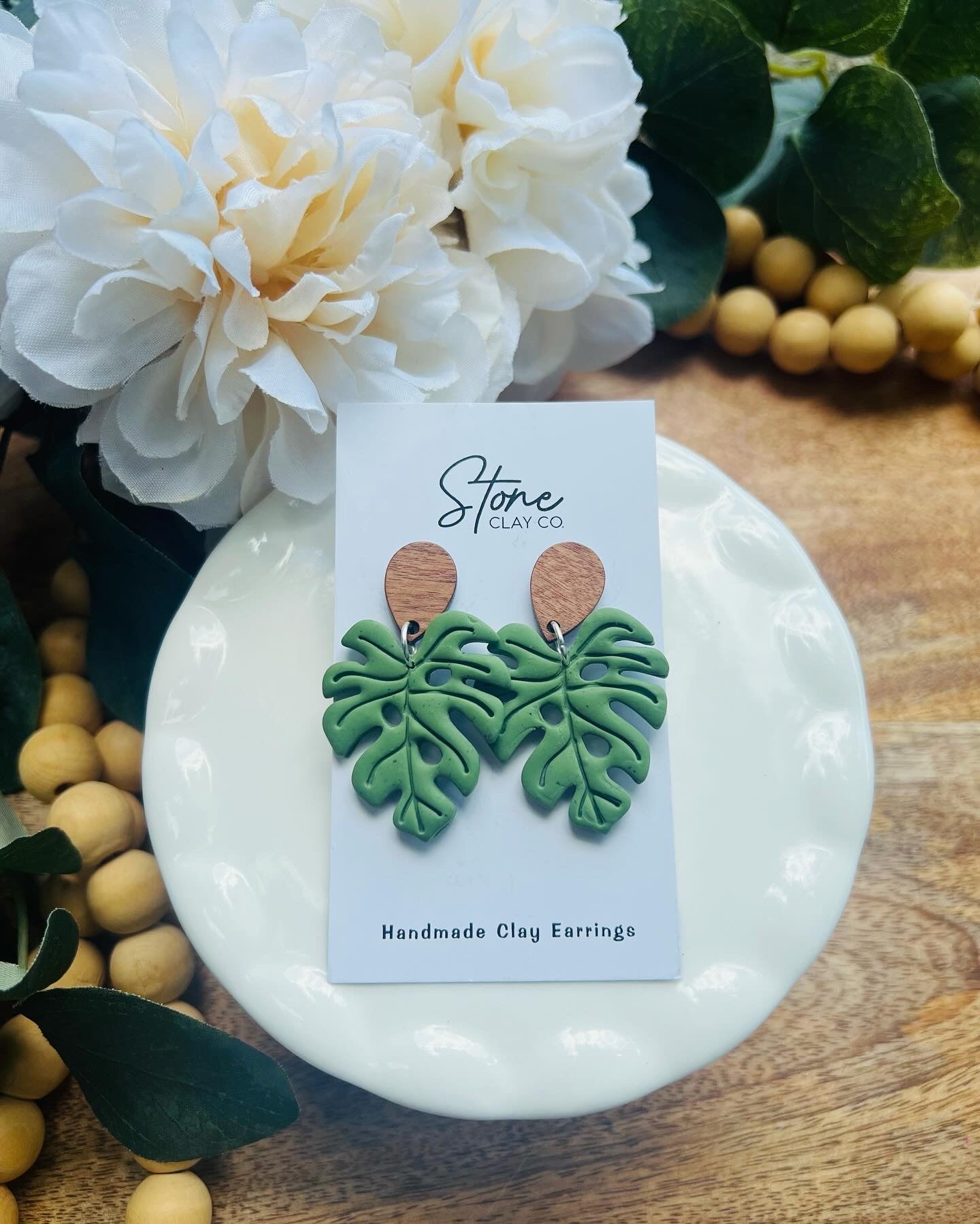 Speckled Monstera Leaf Dangles