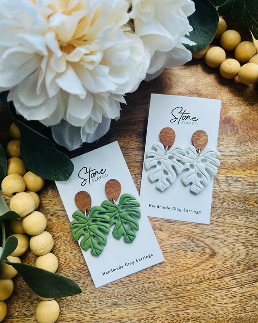 Speckled Monstera Leaf Dangles