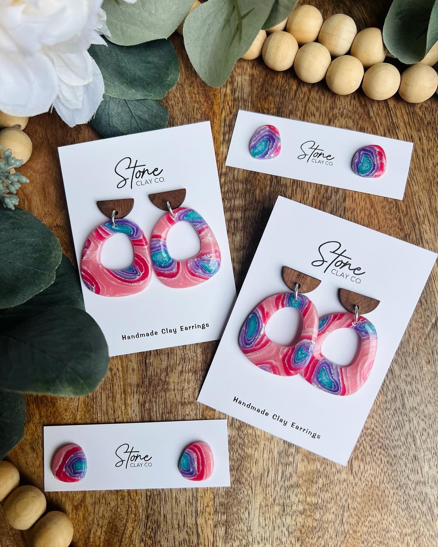 Pink Agate Gemstone Earrings