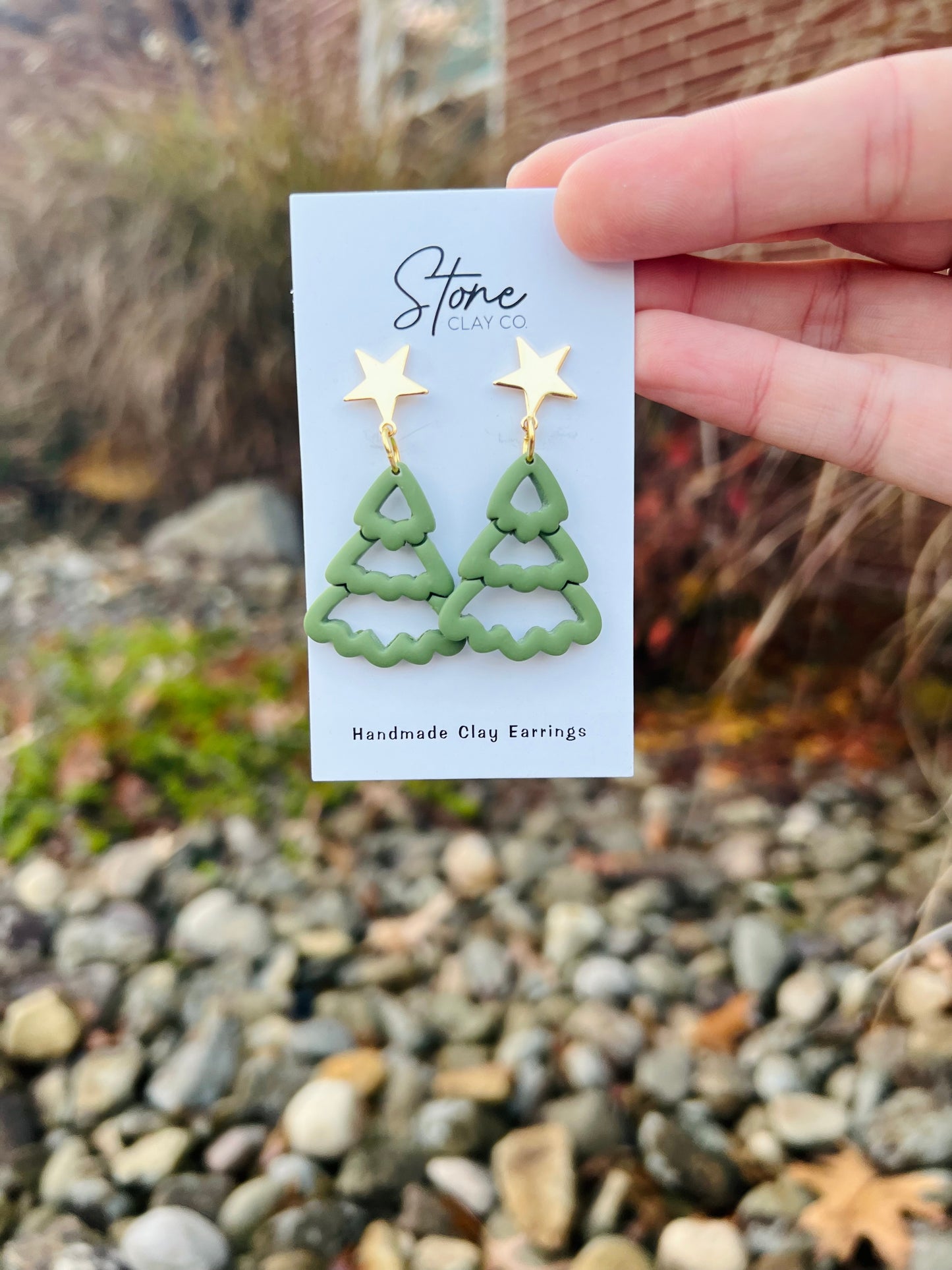 Christmas Tree Cutout Dangles With Gold Star