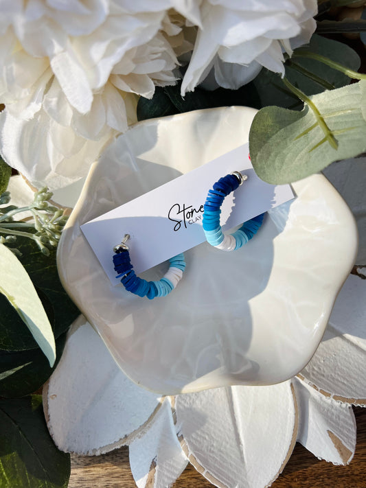 Ocean Blue Heishi Beaded Hoop