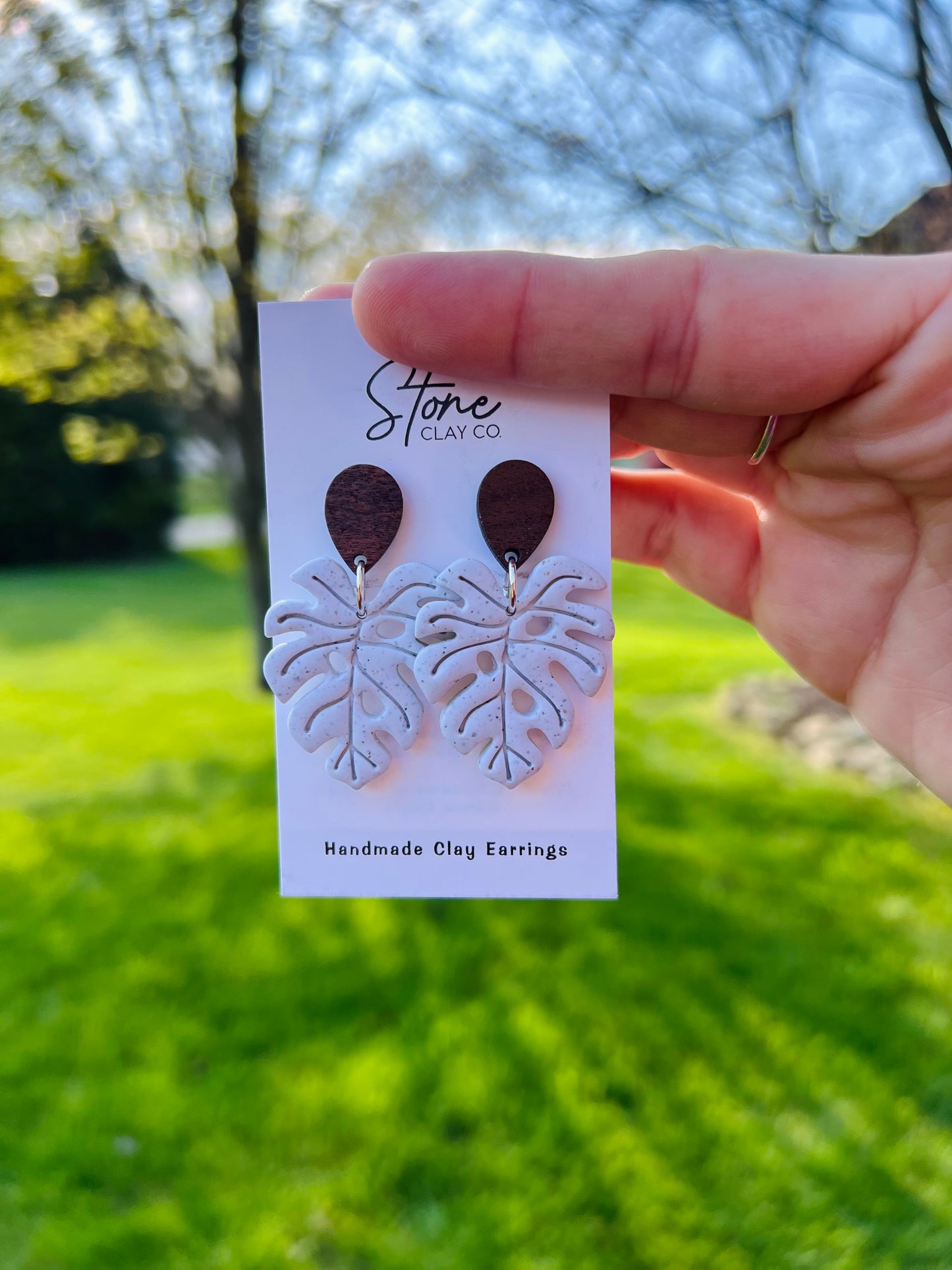 Speckled Monstera Leaf Dangles
