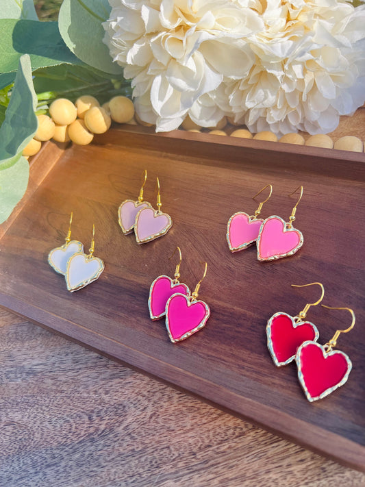 Gold Framed Heart Dangles