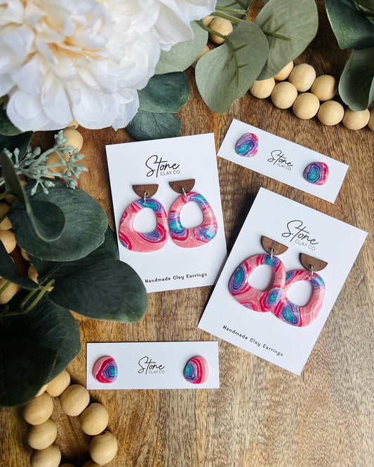 Pink Agate Gemstone Earrings